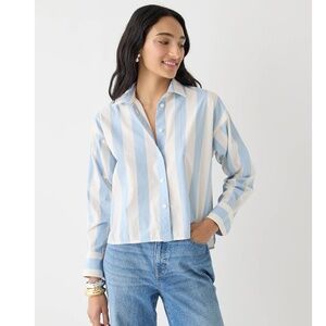 J. Crew Collection Relaxed-fit cropped shirt in Barlow stripe